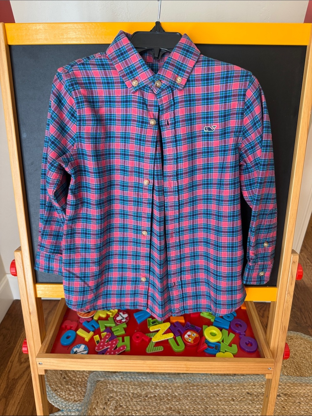 Vineyard Vines Kids Plaid Button-Down Shirt - Pink & Blue